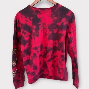 Blind Rooster Influencer Women Red Sweatshirt Tye Dye Embroidered Butterfly S